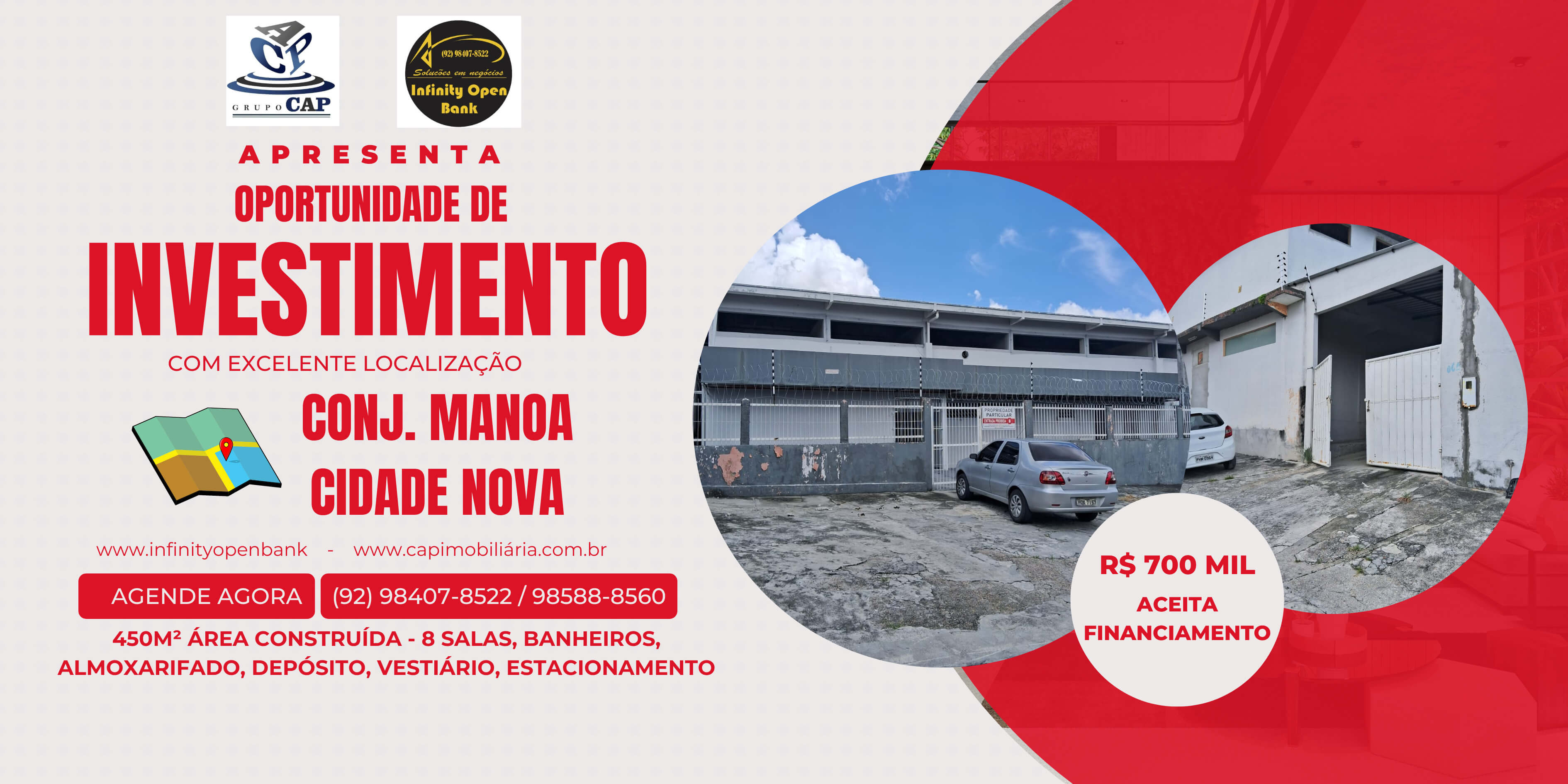 Vende-se Prédio 450m² - 2 pavimentos, 8 salas, vestiário, banheiros, copa, cozinha, refeitório + salão 